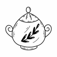 açucareiro. festa do Chá. ilustração vetorial doodle. esboço desenhado à mão. vetor