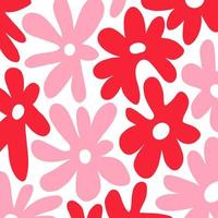 arte floral groovy retrô dos anos 60 vermelho vetor