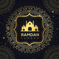 mandala dourada e mesquita ramadan design islâmico vetor