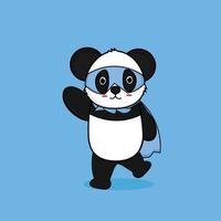 ilustração de ícone de vetor dos desenhos animados de herói panda bonito. conceito de ícone de herói animal isolado vetor premium. estilo de desenho animado plano