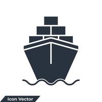 ilustração em vetor logotipo do ícone da barcaça de carga. modelo de símbolo de navios de carga grande para coleção de design gráfico e web