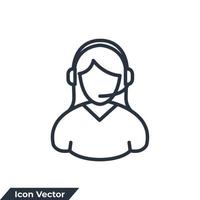 ilustração em vetor logotipo do ícone do serviço de suporte ao cliente. usuário com modelo de símbolo de fone de ouvido para coleção de design gráfico e web