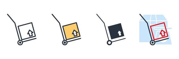 mão carrinho ícone logotipo ilustração vetorial. modelo de símbolo de carrinho de entrega de pacotes para coleção de design gráfico e web vetor