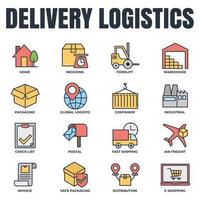 conjunto de ilustração vetorial de logotipo de ícone de transporte de entrega. modelo de símbolo de pacote de logística para coleção de design gráfico e web