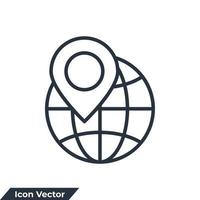 ilustração em vetor logotipo ícone logístico global. modelo de símbolo de localização mundial e pino para coleção de design gráfico e web