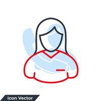 ilustração em vetor logotipo de ícone de assistência. modelo de símbolo de empresária para coleção de design gráfico e web