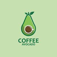 design de logotipo de café na frente de abacate vetor