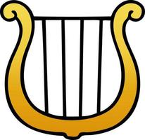 harpa dourada de desenho animado sombreado gradiente vetor