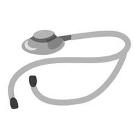 estetoscópio de design plano, que geralmente é usado para ouvir sons de dentro do corpo, um dos quais é ouvir o som do batimento cardíaco e detectar anormalidades vetor