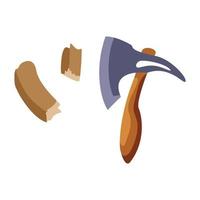 um machado com cabo de madeira, que corta ilustração vetorial de madeira vetor