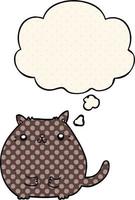 gato de desenho animado e balão de pensamento no estilo de quadrinhos vetor