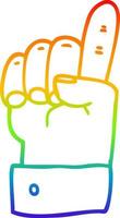 desenho de linha de gradiente de arco-íris desenho animado apontando a mão vetor