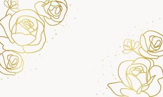rosas rosa fundo floral dourado minimalista vetor linha dourada deixa flor de arte e folhas botânicas, formas orgânicas da natureza