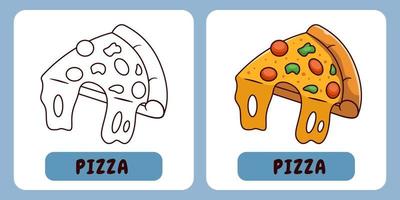 ilustração de desenho de pizza para livro de colorir infantil vetor