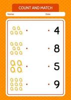 contar e combinar o jogo com fita adesiva. planilha para crianças pré-escolares, folha de atividades para crianças vetor