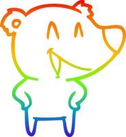 desenho de linha de gradiente de arco-íris desenho de urso rindo vetor