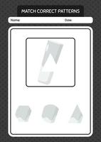 jogo padrão de correspondência com giz. planilha para crianças pré-escolares, folha de atividades para crianças vetor
