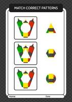 jogo padrão de correspondência com caneta marcador. planilha para crianças pré-escolares, folha de atividades para crianças vetor