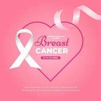 cartão de apoio de saudação do mês de conscientização do câncer de mama vetor