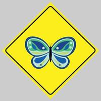 o símbolo para usar o sinal e o símbolo indica a área da borboleta isolada em fundo amarelo. Máscara facial isolada em fundo amarelo. vetor