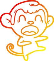 desenho de linha de gradiente quente gritando macaco de desenho animado dançando vetor