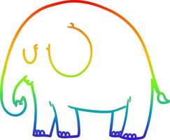 desenho de linha de gradiente de arco-íris elefante de desenho animado vetor