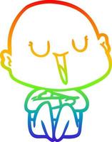 linha de gradiente de arco-íris desenhando homem careca de desenho animado feliz vetor
