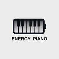 design de logotipo de piano com uma forma como um cubo de bateria vetor