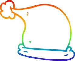 desenho de linha de gradiente de arco-íris desenhos animados chapéus de natal vetor