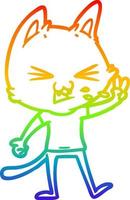 desenho de linha de gradiente de arco-íris desenho de gato assobiando vetor