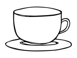 xícara fofa de ilustração de chá ou café. clipart de caneca simples. doodle em casa aconchegante vetor