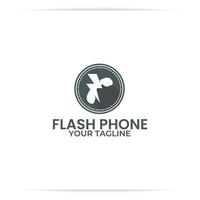 vetor de design de logotipo de telefone flash, correção, reparo, para aplicativo, celular