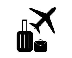 avião com ilustração de pictograma de vetor de bagagem