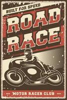 cartaz de corrida de estrada de motocicleta clássica vintage retrô