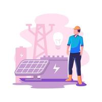 design de ilustração de estilo simples de armazenamento de energia vetor