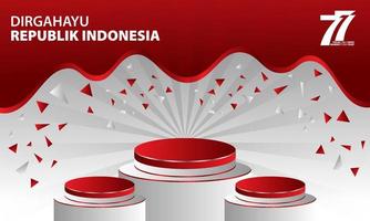 post de modelo de mídia social de banner de venda do dia da independência da indonésia com pódio de espaço em branco para venda de produtos com design de fundo vermelho e branco