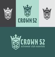 logotipo da coroa 52 logotipo cor verde logotipo da marca de moda vetor