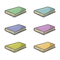 um conjunto de livros grossos fechados em capas de couro multicoloridas, ilustração vetorial em estilo cartoon em um fundo branco vetor