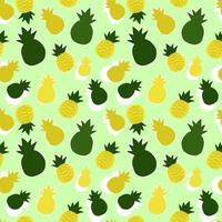 um delicioso padrão sem emenda de abacaxis e suas sombras sobre um fundo verde. ilustração vetorial. padrão, ilustração infantil. vetor