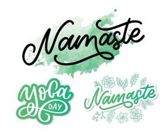 namaste letras saudação indiana, olá na camiseta hindi mão com letras design caligráfico. tipografia de vetor inspirador.