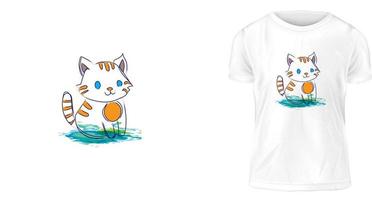 conceito de design de camiseta, um bebê gato sentado vetor