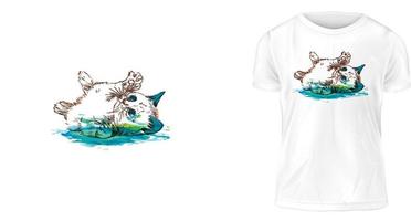 conceito de design de camiseta, gatos bebês estão brincando vetor