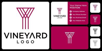 carta vy monograma design de logotipo de copo de vinho com modelo de cartão de visita. vetor