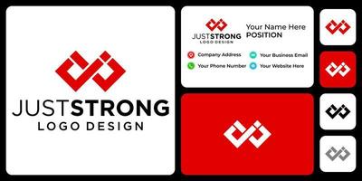 carta js design de logotipo de moda monograma com modelo de cartão de visita. vetor