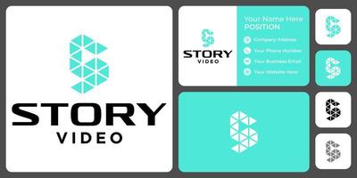 design de logotipo de vídeo monograma letra s com modelo de cartão de visita. vetor