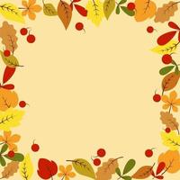 folhas de fundo de outono ao redor do perímetro na forma de um quadro vetor