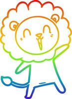 desenho de linha de gradiente de arco-íris desenho de leão rindo vetor