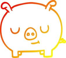desenho de linha de gradiente quente desenho animado porco feliz vetor