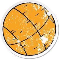 doodle de desenho animado adesivo angustiado de uma bola de basquete vetor