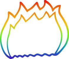 desenho de linha de gradiente de arco-íris fogo de desenho animado vetor